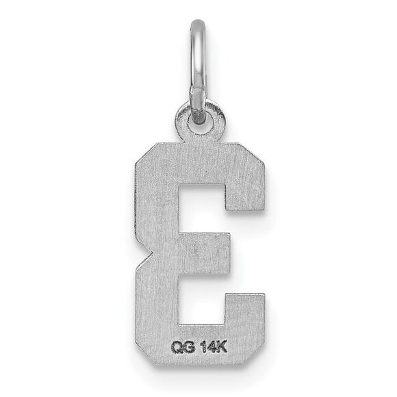 14k White Gold, Varsity Collection, Small D/C Pendant, Number 3 - Picture 3 of 5